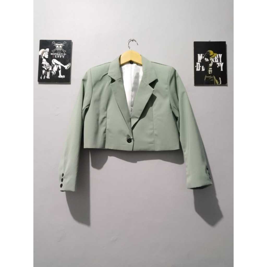 Jas Crop wanita | Atasan blazer crop lengan panjang
