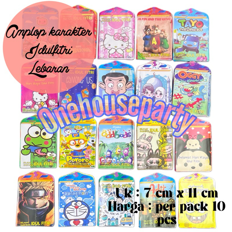 

Amplop lebaran Idul Fitri Isi 10 karakter random amplop Thr anak 2025 One House Party
