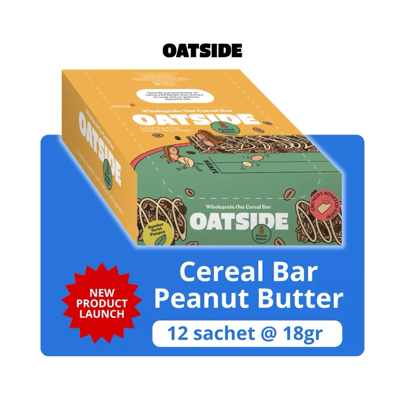 

OATSIDE CEREAL BAR [ 1 BOX ISI 12 BAR @18G] | OATSIDE CHOCOLATE | OATSIDE PEANUT BUTTER | OATSIDE WHOLEGRAIN OAT CEREAL BAR