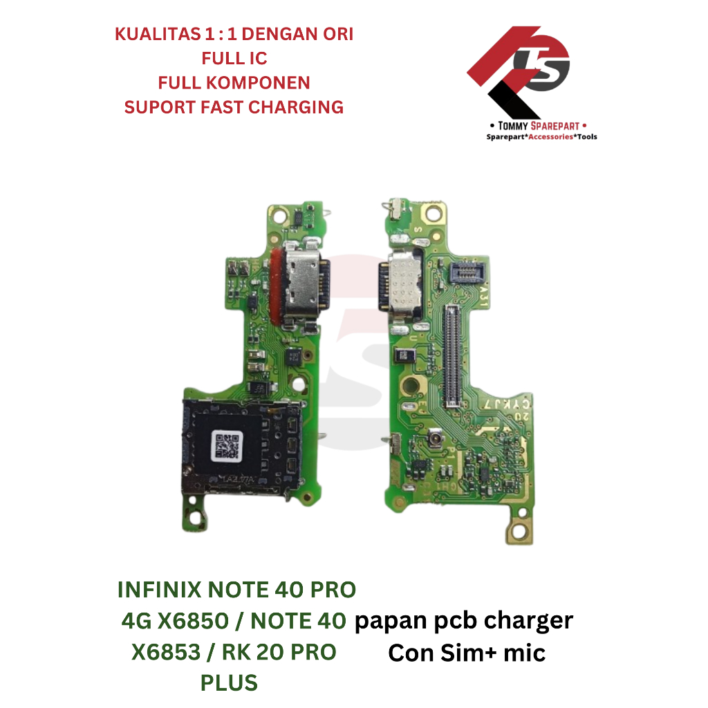 Papan Pcb Konektor Charger Infinix Note 40 Pro 4G / Note 40 / X6850 / X6853 / Tecno Spark 20 Pro Plu