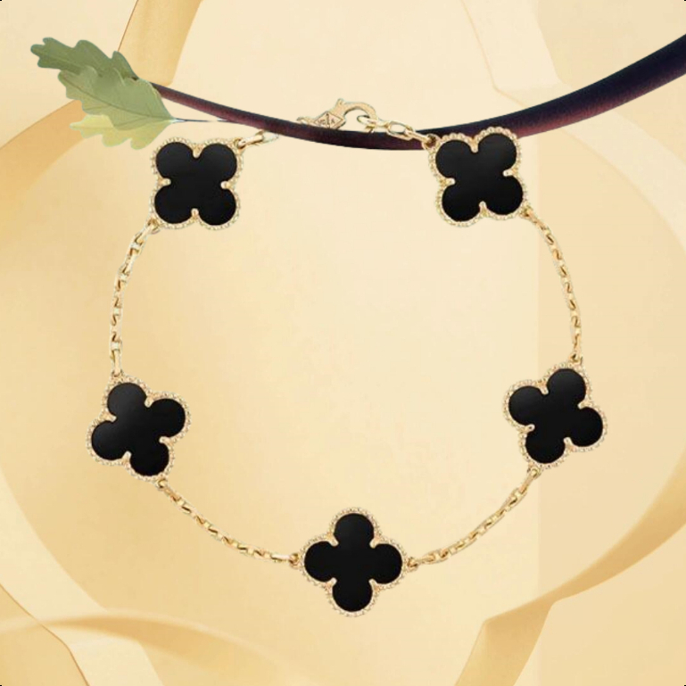 【box + tote bag】Van Cleef Arpels  Gelang semanggi empat daun/gelang wanita/Emas 18K/seri keberuntung