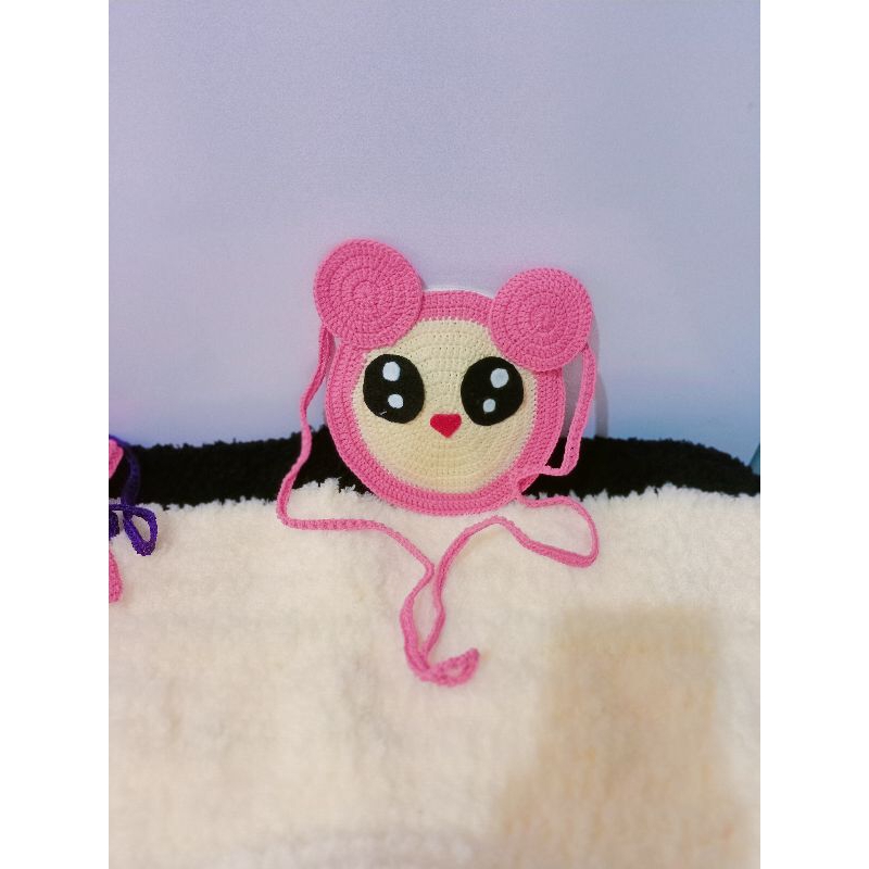 fitrihandmade-tas rajut anak karakter bulat,tas rajut anak lucu,tas selempang anak perempuan