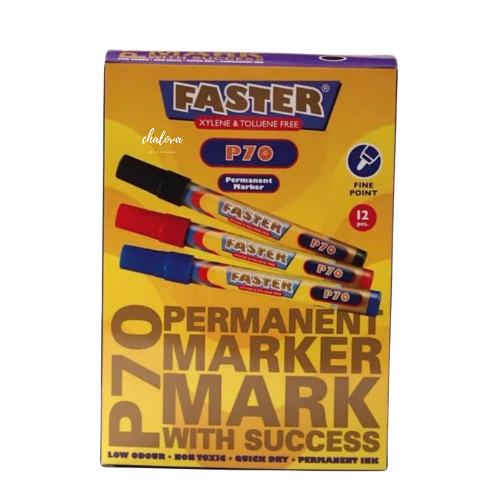

[LUSIN] SPIDOL FASTER P70 PERMANENT MARKER / SPIDOL PERMANEN HITAM ISI 12 PCS