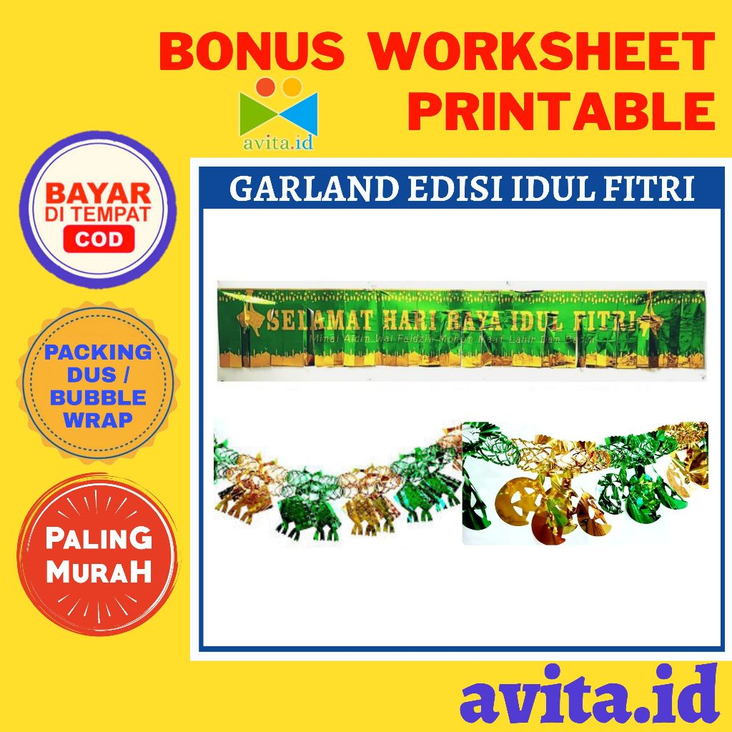 avita.id Garland Edisi Idul Fitri / Garland Hiasan Idul Fitri / Dekorasi Hiasan Edisi Idul Fitri / D