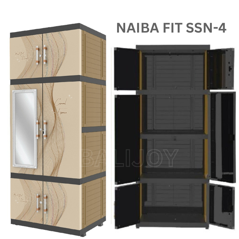 LEMARI PAKAIAN NAIBA FIT SUPER / LEMARI PLASTIK SUSUN 4 NAIBA NEW - NAIBA SUPER FULL KUNCI 9224 - Le
