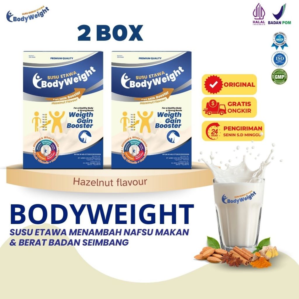

(Kemasan box) BodyWeight Susu Kambing Etawa Penambah Badan Susu Etawa Membantu Meningkatkan Nafsu Makan dan Masa Otot Kemasan Paket 2 Box