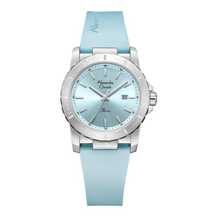 Jam Tangan Wanita Alexandre Christie AC 6141 LDRSSLB AC 6141 LD RSSLB Light Blue Dial Light Blue Rub