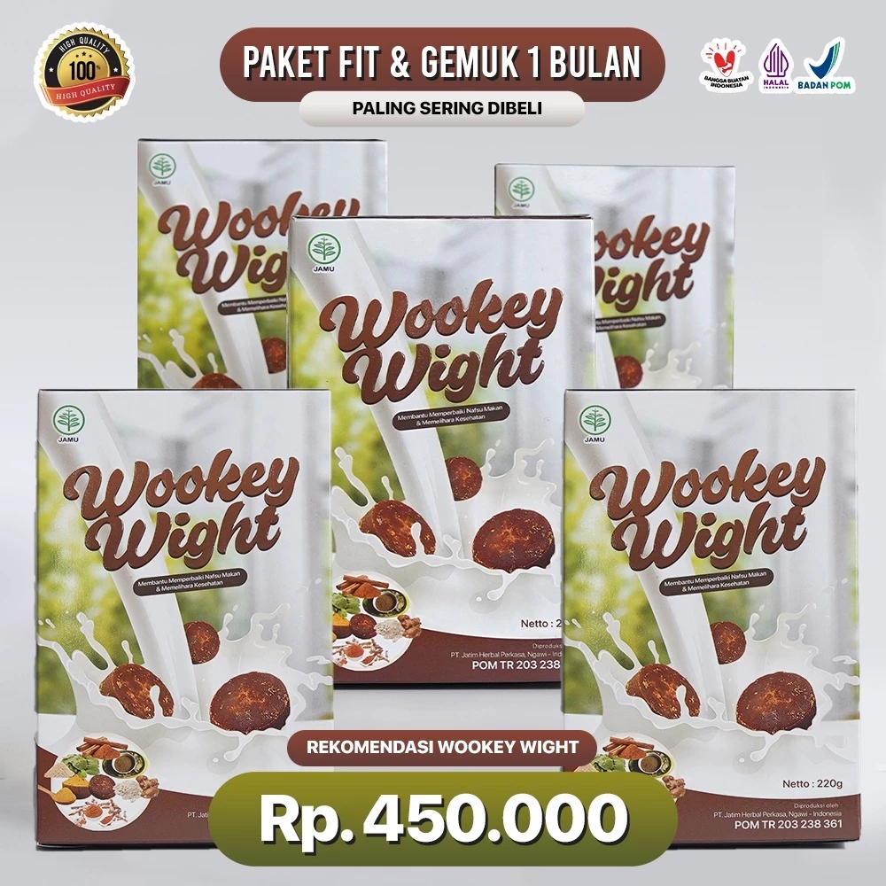 

5 BOX Wookey Weight - Susu Penambah Berat Badan Dan Penggemuk Paket Nutrisi