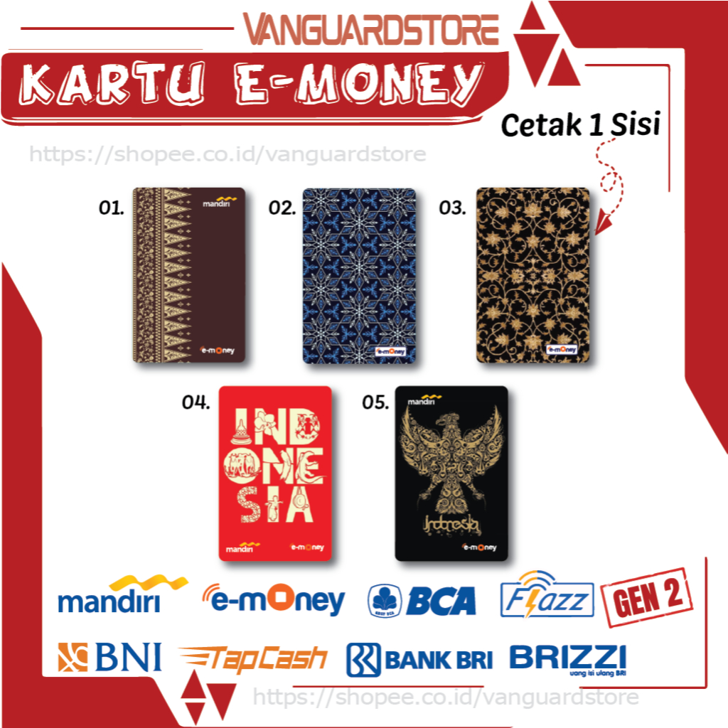 KARTU E MONEY E TOLL BATIK INDONESIA KUMPULAN 31 EMONEY MANDIRI FLAZZ BCA BNI TAPCASH BRIZZI BRI