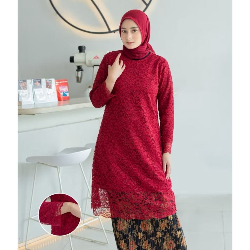 PROMO DISKON 30% ATASAN KEBAYA TUNIK-ATASAN KEBAYA TUNIK BROKAT JUMBO -ATASAN Kebaya Tunik Brukat Mo