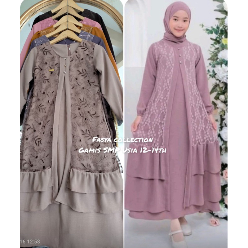 Gamis Lebaran Anak Tanggung 12-14 Tahun / Gamis Brukat Premium