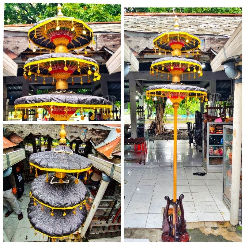 PAYUNG DEKORASI TERMURAH PAYUNG SUSUN 3 HITAM/PAYUNG MANTEN/PAYUNG DEKORASI [TERMURAH]