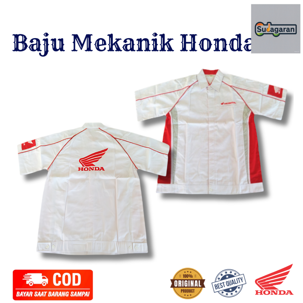 Baju Mekanik Honda | Baju Bengkel Honda | Baju Mekanik Putih | Baju Pria Mekanik|Wearpack Pria Honda