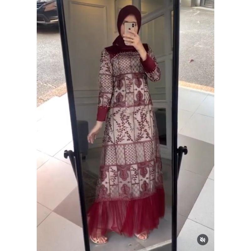 ANNORA DRESS by Burgundy kaftan New n Ori burgundi /Ready Size L