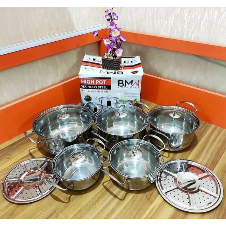 Panci Set High Pot Steamer 12 Pcs BMW