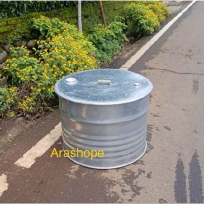 drum galvanis kapasitas 100 Liter/drum rebus air/tempat rebus air/ tempat rebus jagung/tempat rebus 