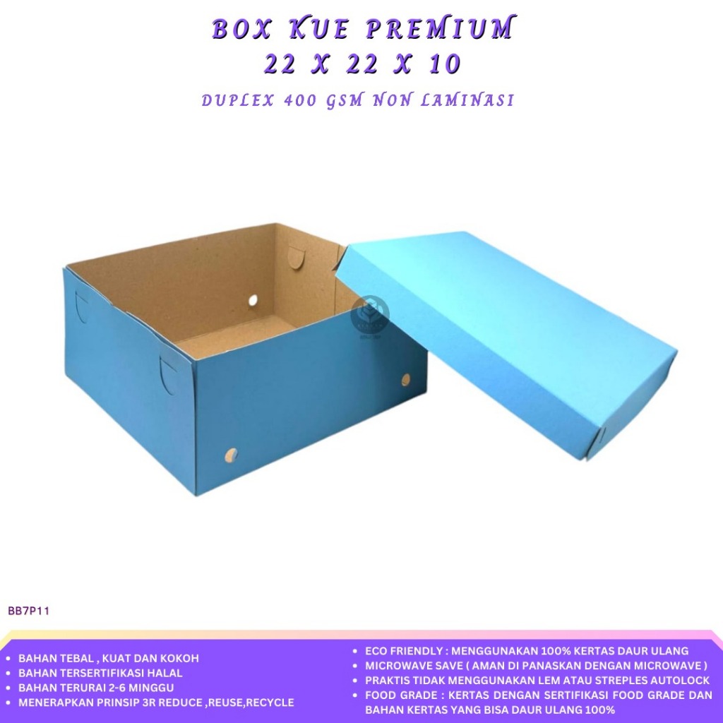 Box 22x22x10 Dus Nasi 22x22 Dus Kue 22x22 Box 22x22 400 Gsm (B.B7P11)