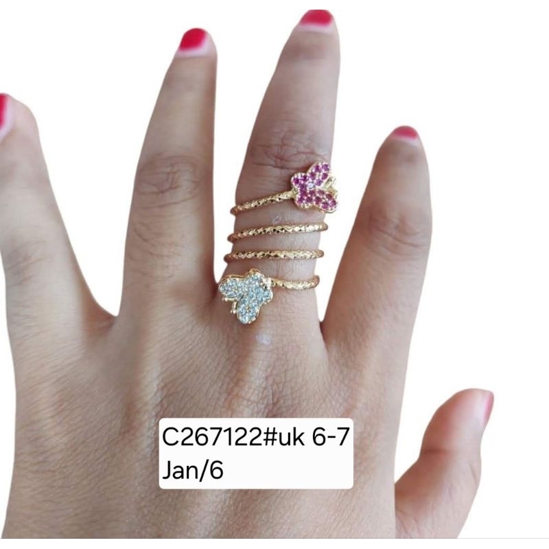 cincin ulir kupu kupu spiral lilit gold plated 18karat