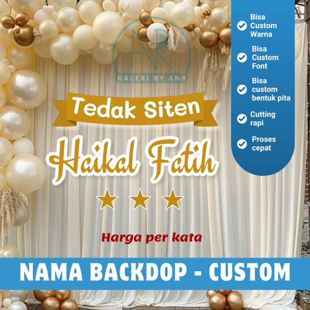 𝐃𝟗𝟔 Nama backdrop tedak siten custom | hiasan nama dinding dekorasi ulang tahu aqiqah is turning tul