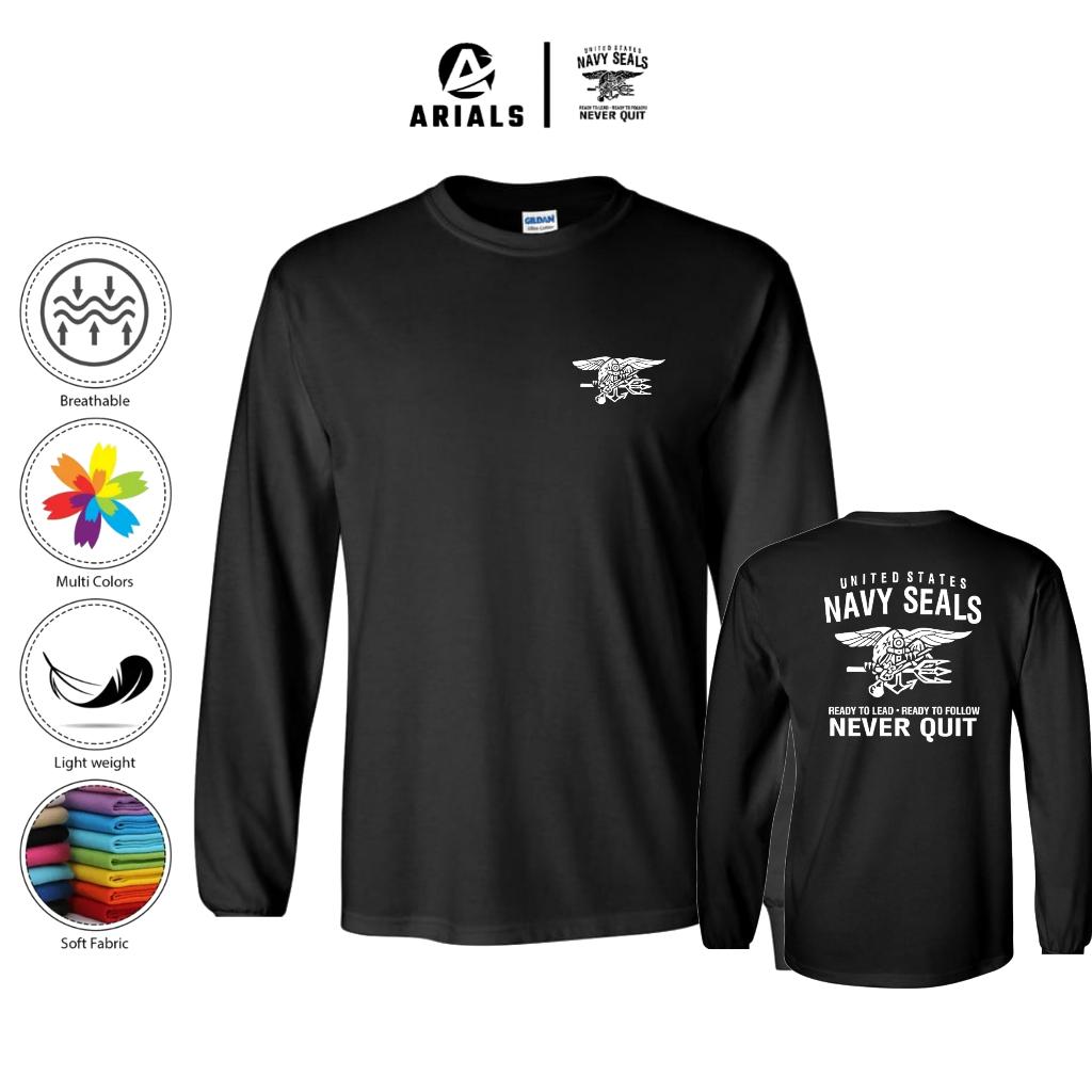 Arials Kaos Baju Lengan Panjang Us United States Navy Seals Ready To Lead Ready To Follow Never Quit