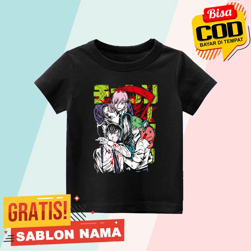 Kaos Anak Denji Power Aki Chainsawman / Baju Anak Laki Laki & Perempuan