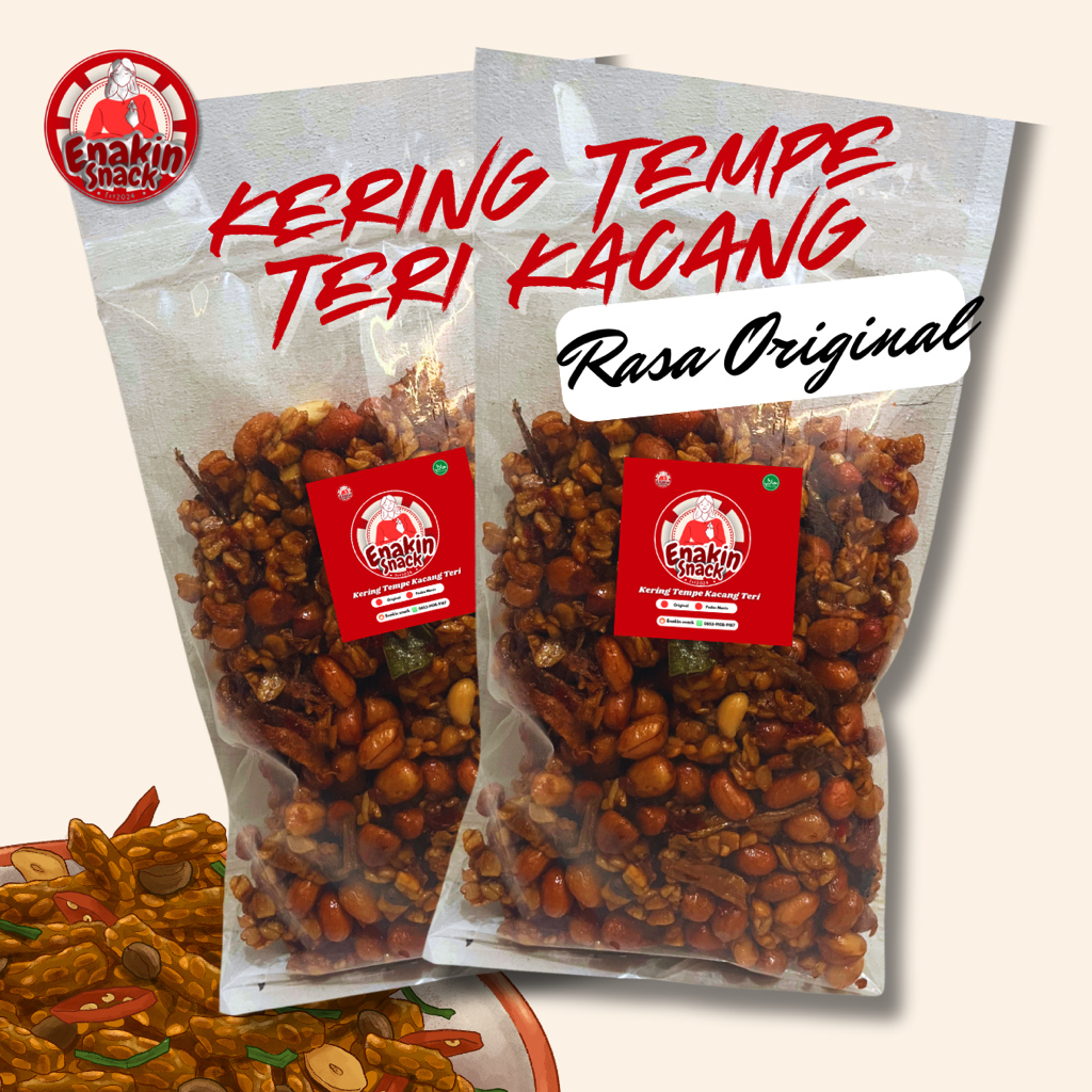 

Best Seller Kering Tempe / Kacang / Teri / Fresh 200g Rasa Original Enakin Snack