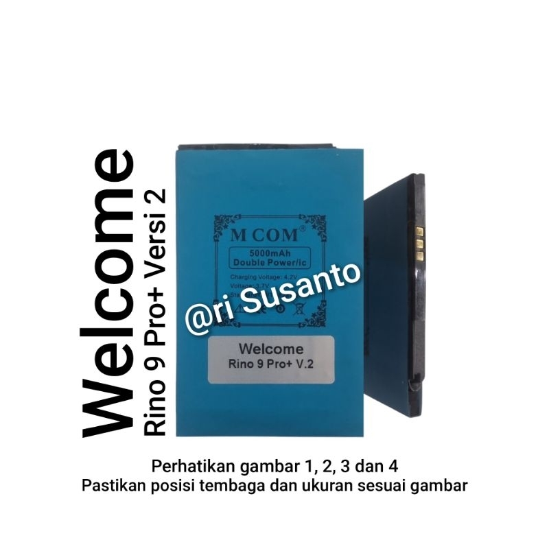 Baterai MCOM for Welcome Rino9 Pro+ V.2 / Rino 9 Pro Plus V.2 Double Power 5000mAh batere batre batr
