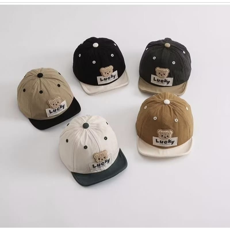 T021 Topi baseball pet bayi Anak Lucky bear beruang premium baby cap