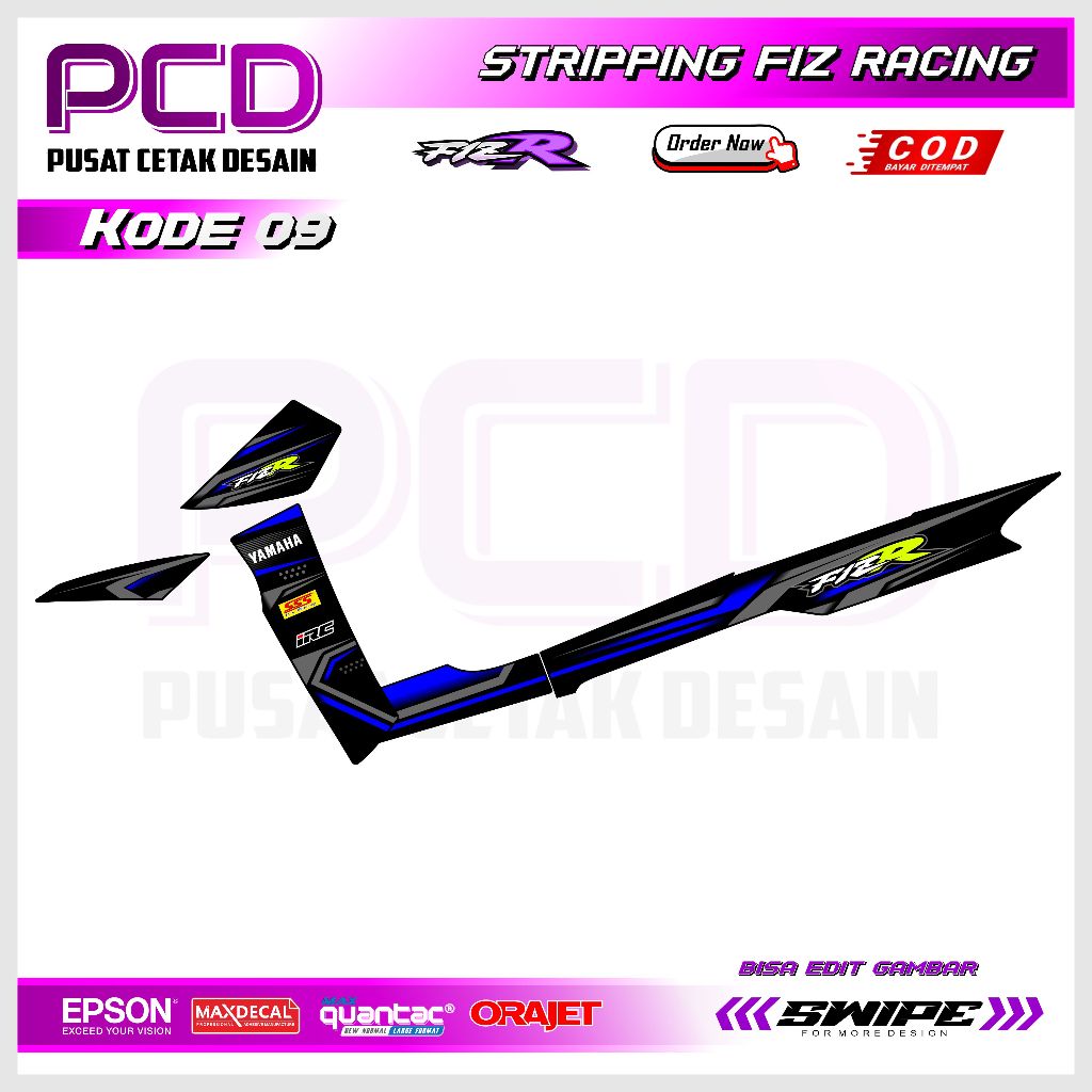 Sticker Striping FIZ R- Sticker Striping Variasi Motor FIZ R Motif ROAD RACE. FIZR.09