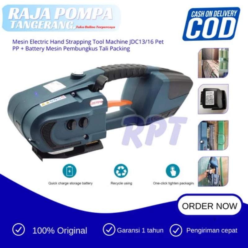 

Mesin Electric Hand Strapping Tool Machine JDC13/16 Pet PP + Battery Mesin Pembungkus Tali Packing