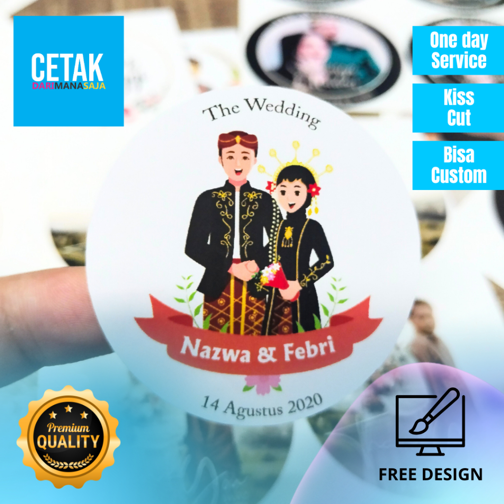

5-7 Sticker Wedding Souvenir Stiker Pernikahan Custom Ucapan Nikah Nikahan