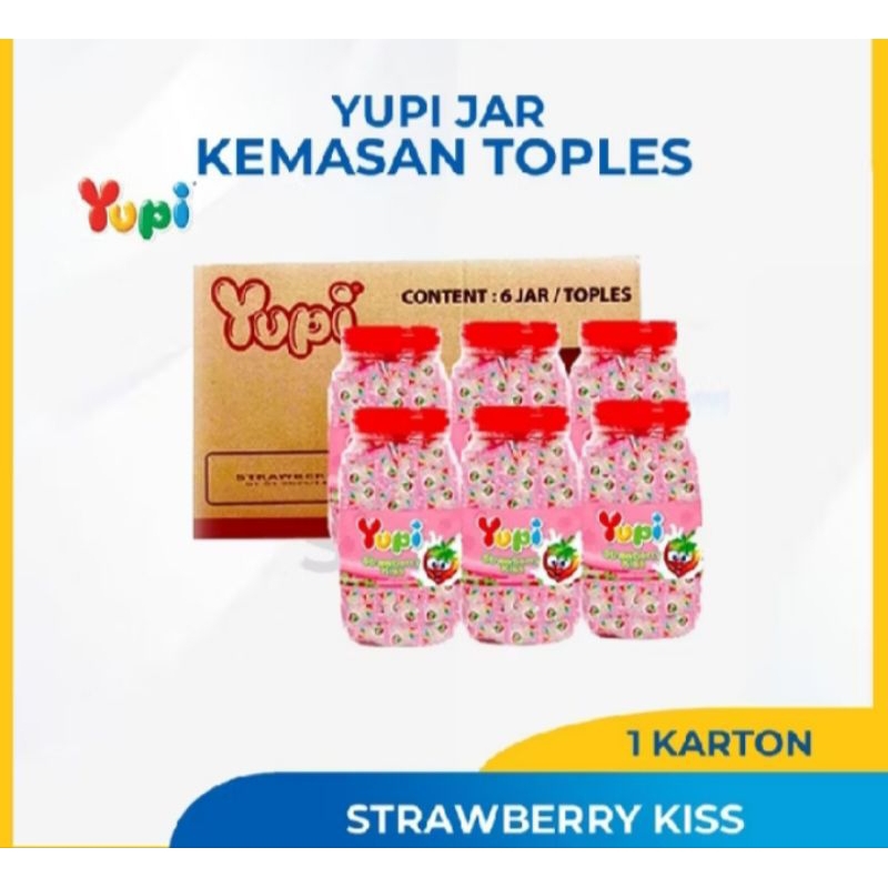 

( 1 DUS ISI 6 TOPLES)#YUPI STRAWBERRY KISS#PERMEN YUPI#PERMEN ANAK