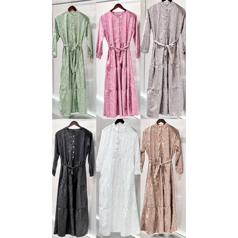 PROMO RAMADHAN Gracella Maxi Dress Katun Bordir Gamis Eyelet Gamis Import Premium Full Bordir