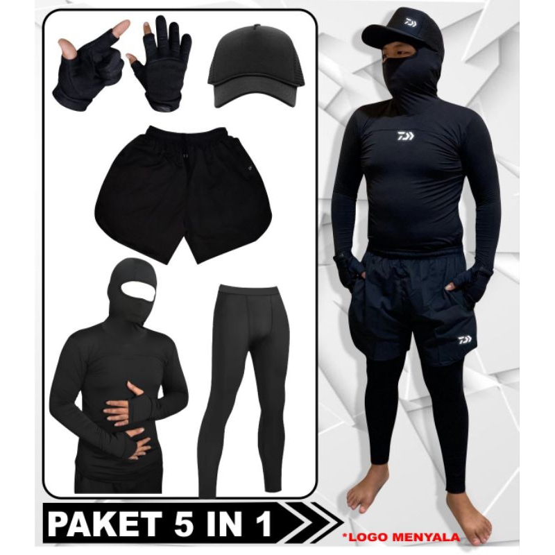 Paket Hemat Kaos Mancing Baju Mancing Manset Mancing Topi Mancing Celana Mancing Sarung Tangan Manci
