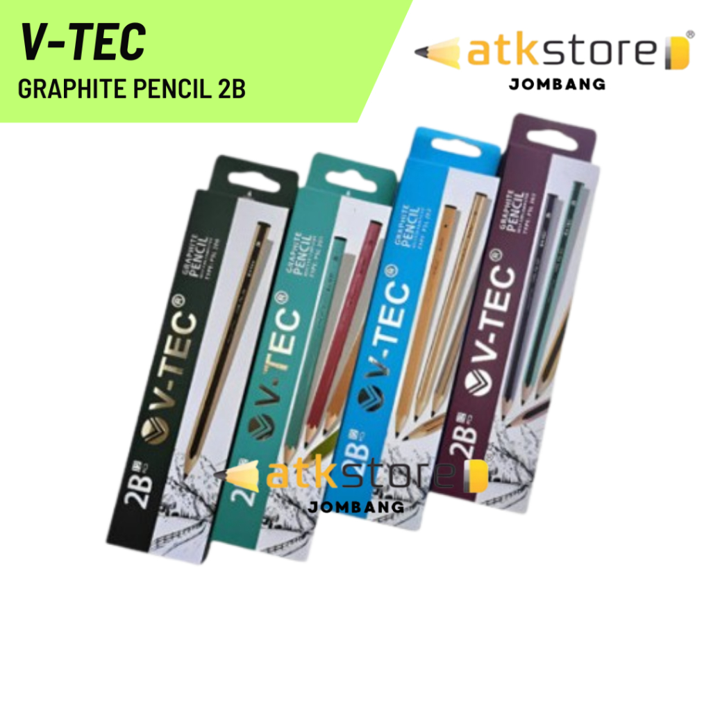 

V-TEC Graphite Pencil 2B PSL ISI 12pcs / Pensil Kayu Ujian 2B