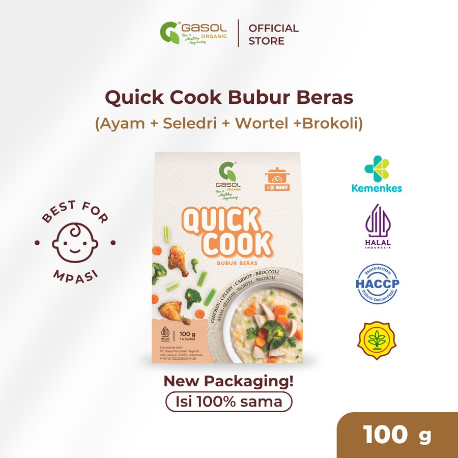 

GASOL Quick Cook CHICKEN BROCCCOLI Bubur Beras Organik MPASI 100gr