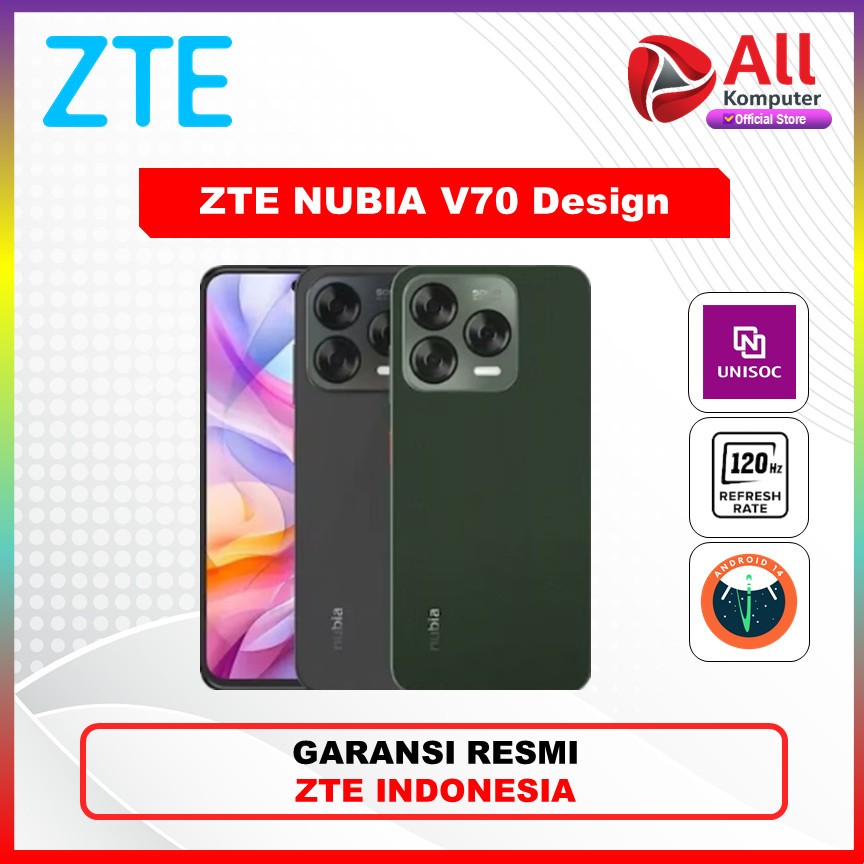 Smartphone ZTE Nubia V70 Design NFC | 8Gb 128Gb | Garansi Resmi