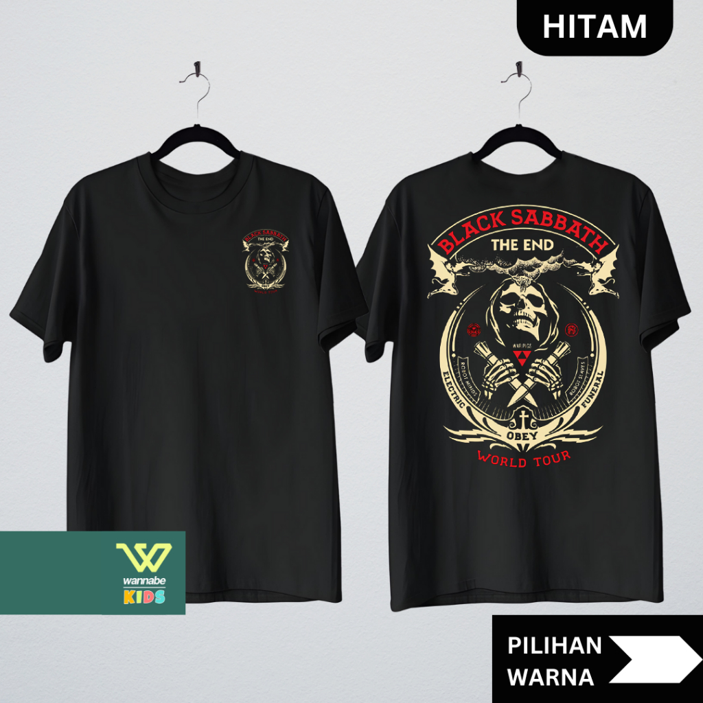Kaos Band Black Sabbath Dewasa S–7XL Big Size Jumbo & Anak XS–XL | Baju Musik Rock Metal Couple Kelu