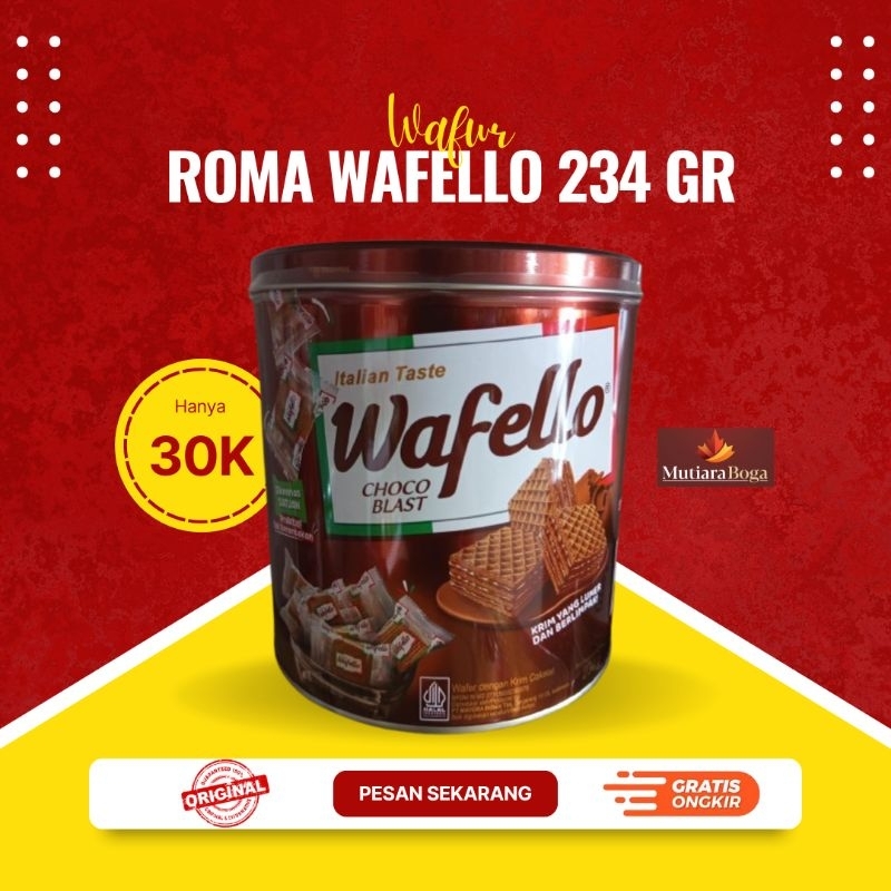 

Wafer Roma Wafello 234 gr rasa cokelat / caramel