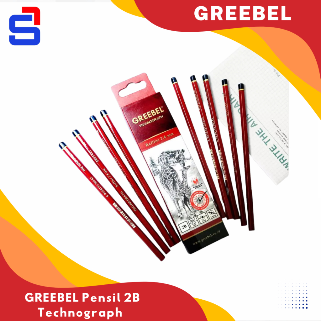 

GREEBEL Pensil Pencil Kayu 2B / Pensil Tulis Ujian Sekolah