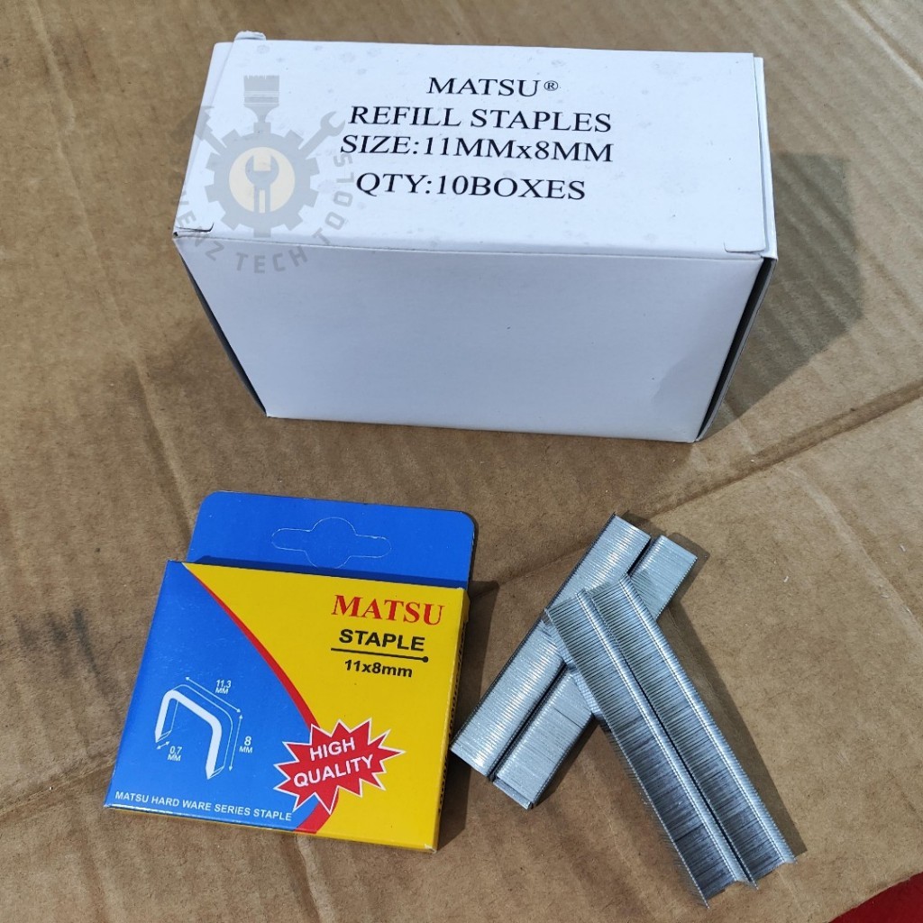 

ISI ANAK HEKTER MATSU 8MM(1000PCS) ISI REFILL HEKTER TEMBAK/REFILL AIR STAPLES MATSU