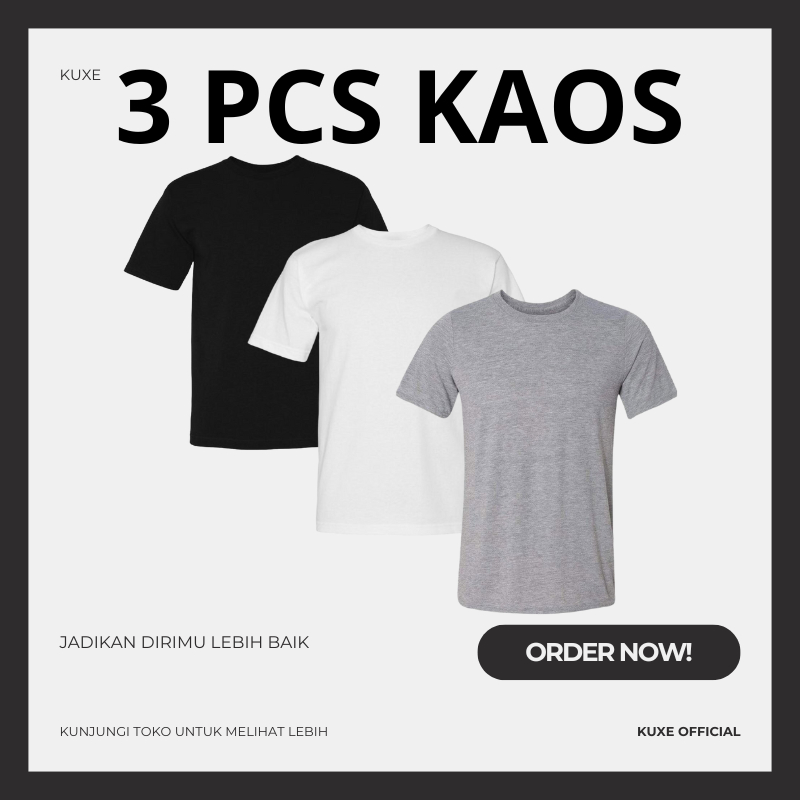 PROMO paket 3 kaos polos pria dan wanita / baju kaos polos / baju kaos distro polos / kaos hitam