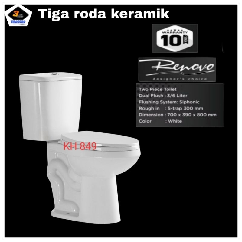 kloset duduk renovo/monoblock renovo/kloset putih renovo/kloset duduk manual