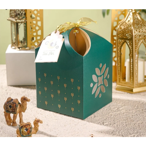 

10 pcs Box hampers Lebaran Muat 2 Toples Biggy 500 gr - Kubah Hijau Tua 14x14x15 cm (ISI 10 pcs)