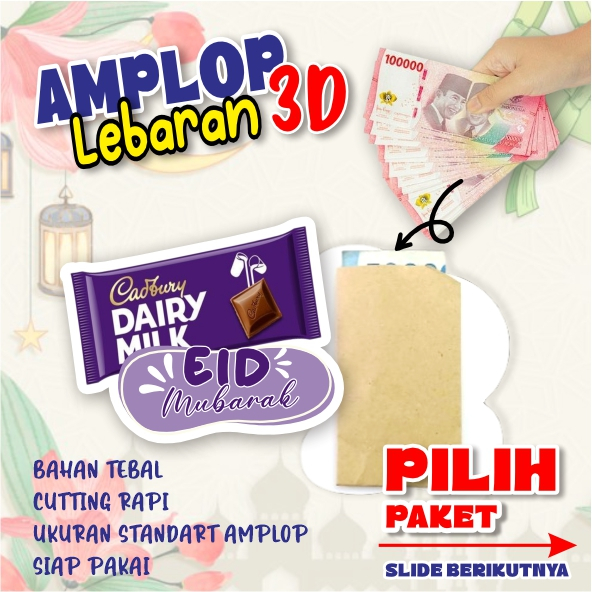 

10 PCS --- Amplop Lebaran 3D MAKANAN/SNACK/AMPLOP LUCU/AMPLOP CUSTOM