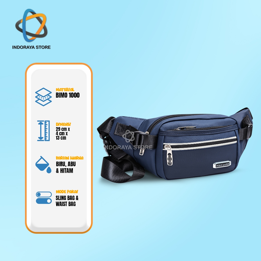 POLO LAND Tas Selempang Pria Slingbag Waistbag Cowok Slempang Pria Antiair