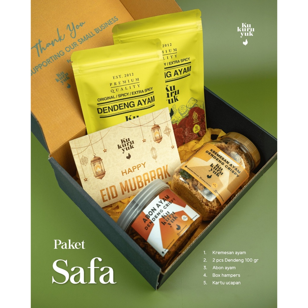

Safa - Hampers Lebaran Idul Fitri / Parcel Lebaran (Ramadhan) / Eid Hampers – Dendeng Kukuruyuk + Kartu Box