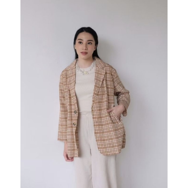 blazer coklat kotak-kotak
