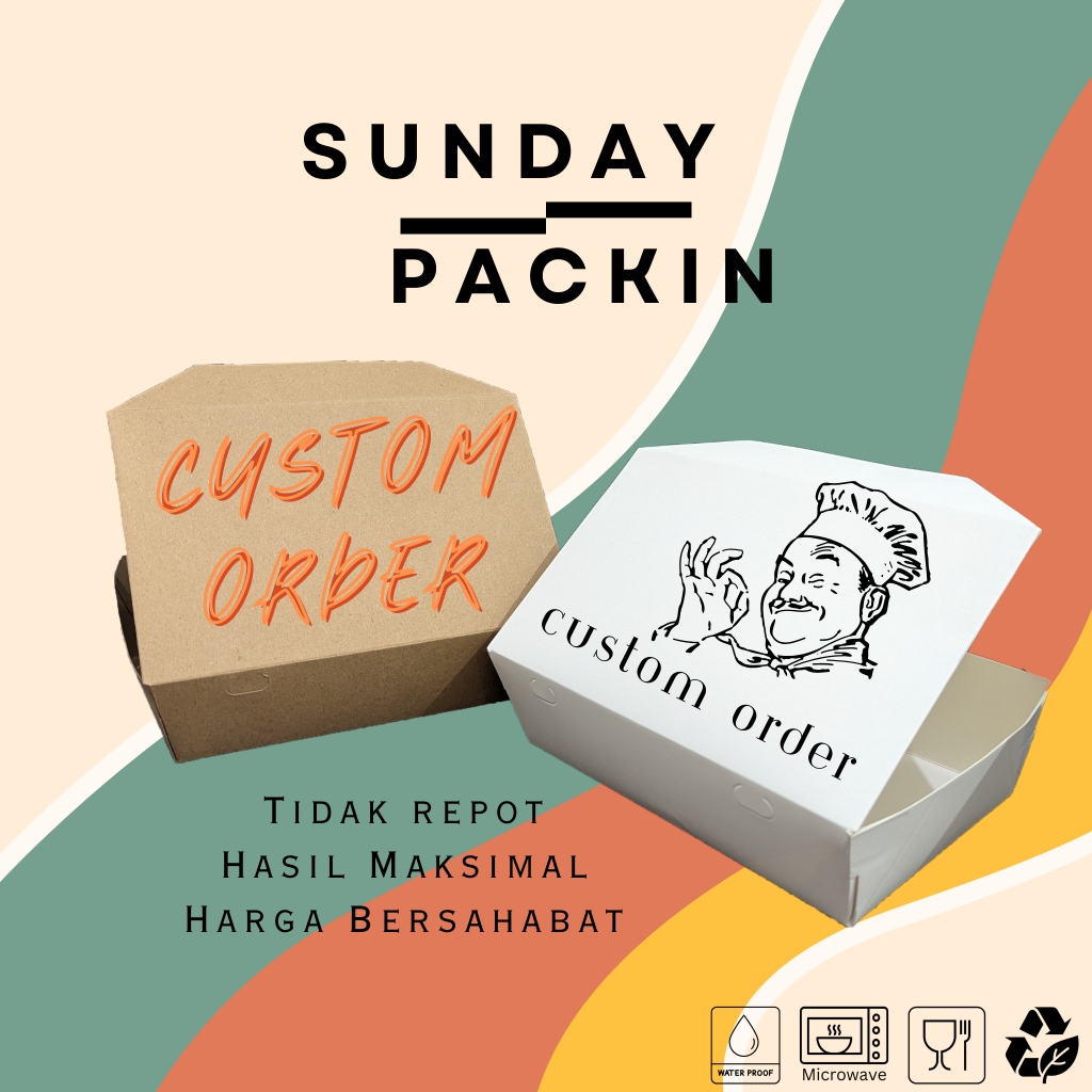 Paper Lunch Box Custom Order Siap Pakai Forming Food Grade Tempat Makan Tray Take Away Custom Box