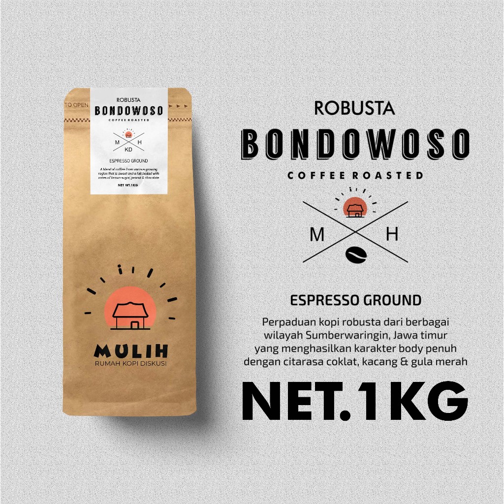 

BIJI KOPI BUBUK FINE ROBUSTA BONDOWOSO 1KG Espresso Coffee Based By Mulih Kopi Roastery